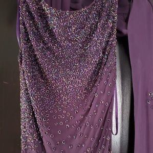 Beautiful Beaded Sue Wong Evening Gown & Shawl